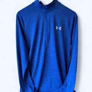 Under Armour blue quarter zip long sleeve pull over